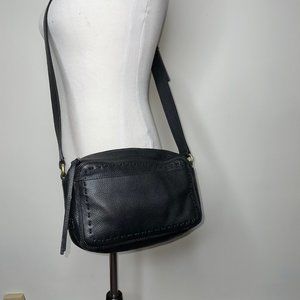 Cole Haan Ivy Pitch Stitch Black Pebble Leather Camera Shoulder Crossbody Bag